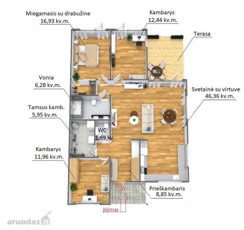 a floor plan of a apartment with a layout at Pavilnis house in Vilnius