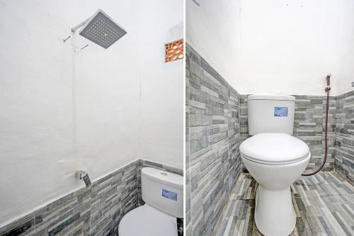 two pictures of a bathroom with a toilet at OYO 92367 Garuda Homestay Syariah in Banyuwangi