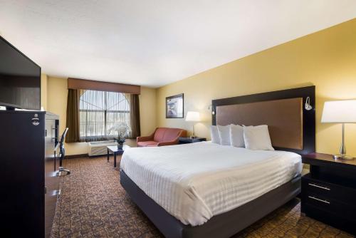 una habitación de hotel con una cama grande y una silla en Best Western Escondido Hotel, en Escondido