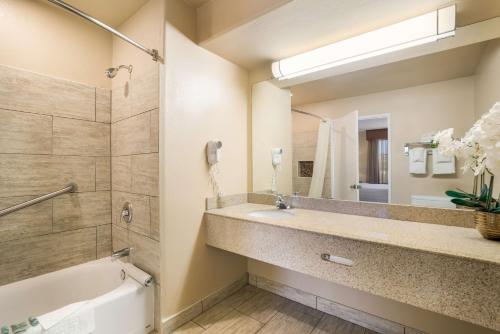 een badkamer met een bad, een wastafel en een spiegel bij Best Western Escondido Hotel in Escondido