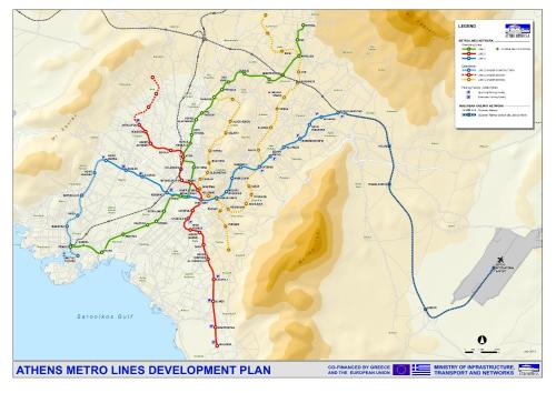 a map of the athens metro lines development plan at 2 BedRoom Apt - Live Like a Local in Kolonaki in Athens