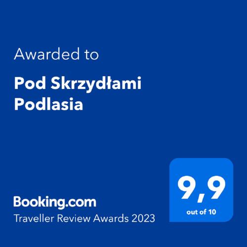 Un certificado, premio, letrero u otro documento en Pod Skrzydłami Podlasia