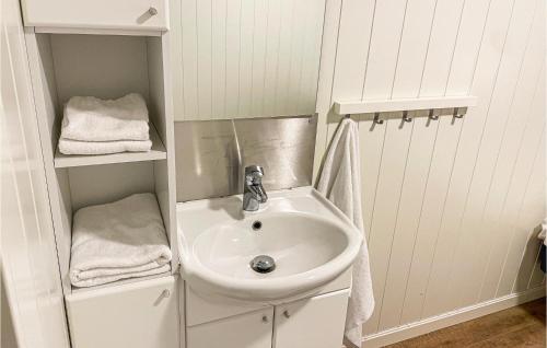 ein Badezimmer mit einem Waschbecken und einem weißen Waschbecken in der Unterkunft Beautiful Apartment In Mesnali With Internet And 1 Bedrooms in Mesnali
