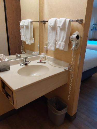 een badkamer met een wastafel en een spiegel bij GuestHouse Inn Bellingham in Bellingham
