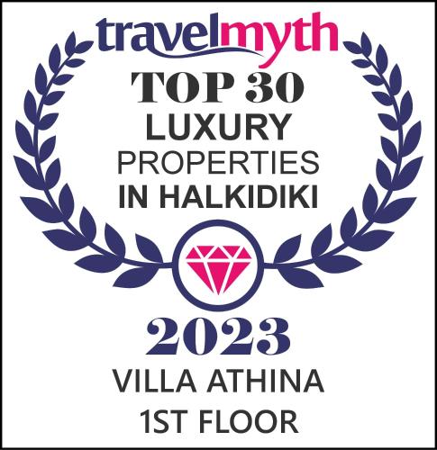 a logo for a top luxury properties in haliki at Villa Athina 1st floor in Nea Kallikrateia