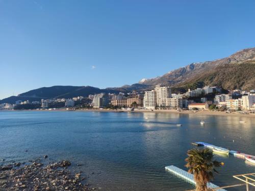 ブドヴァにあるLuxury Apartment Astelmnの水の流れと都市の眺め