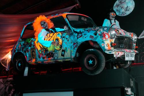 a car with a mascot painted on it at Metropole Hotel in Limassol