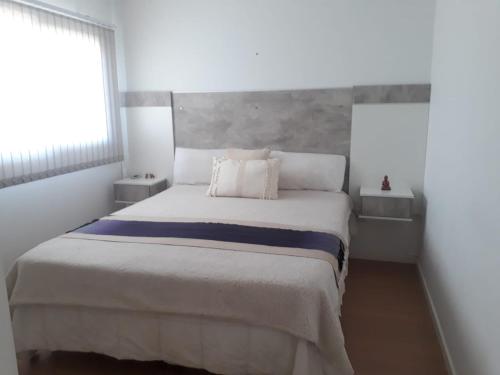 1 dormitorio con 1 cama blanca grande y ventana en Pilares en Córdoba