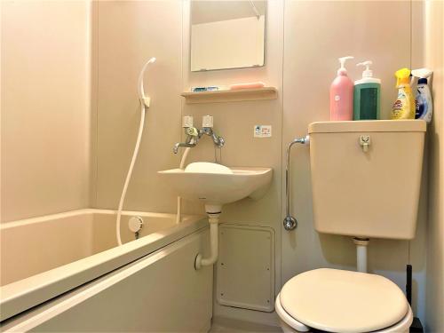 a bathroom with a sink and a toilet and a tub at House Kadoi202 in Tokyo