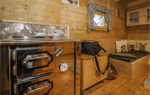 a kitchen with an old stove in a cabin at Stunning Home In Preitenegg With Wifi in Unterauerling