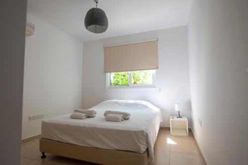 a white bedroom with a bed and a window at Glabur Stays - The Master Atelier - Nicosia City, Free Parking & Wifi, Welcomes You!!! in Nicosia