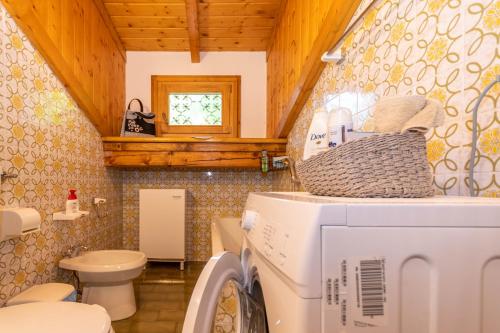 a washer and dryer in a small bathroom at Casa Fagher in Canale dʼAgordo