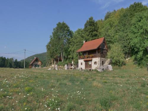 une vieille maison dans un champ dans un champ dans l'établissement Holiday Home Jela, à Gospić