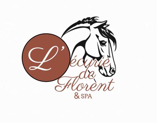 logotipo de caballo con la letra p y la inscripción revivir la mejora de la edad y el spa en L' ecurie de Florent et Spa, en Cheval Blanc