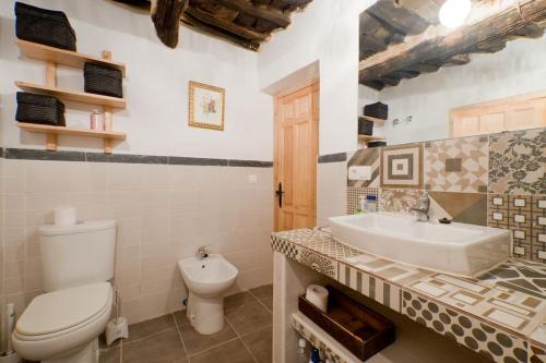 a bathroom with a toilet and a sink at La casa de Paco y Ana in Pitres