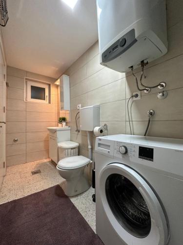 ニクシッチにあるApartment Lena Niksicのバスルーム(洗濯機、トイレ付)
