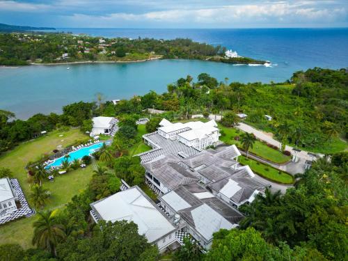 an aerial view of the resort and the ocean at Jamaica Palace Hotel in Port Antonio