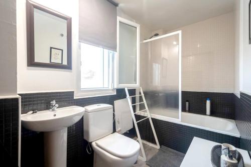 シエラネバダにあるModern studio with mountain view - Sierra Nevada - 36 m²のバスルーム(トイレ、洗面台、はしご付)