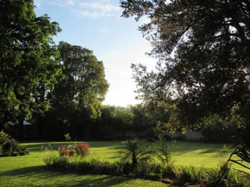 a field of grass with trees and flowers at Meander In in Howick