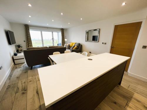 an office with a white counter top in a room at The Beach Retreat in Sandown