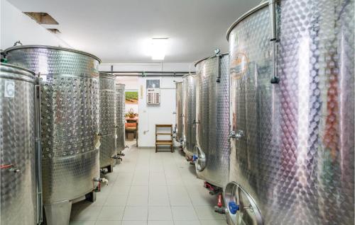 a row of wine barrels in a room at Awesome Apartment In Vodnjan With 2 Bedrooms And Wifi in Vodnjan
