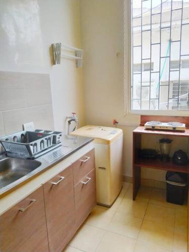 a small kitchen with a sink and a window at Apartamento centro histórico 303-2 in Cartagena de Indias