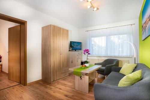 Una televisión o centro de entretenimiento en Pension Am Weinberg Sächsische Schweiz