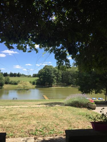 - Vistas al lago desde un parque con un árbol en Camping les petites minaudières, en Les Naux