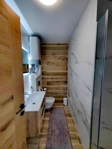 ein Bad mit einem WC und einem Waschbecken in der Unterkunft Apartman 12 - Jahorina in Jahorina