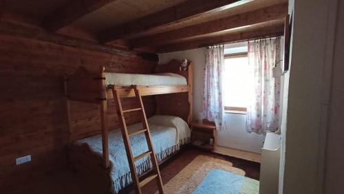 a bedroom with a bunk bed and a window at Molini .LAGHI in Malga Campiluzzi Inferiore