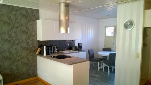 una cocina con fregadero y encimera en Eric Apartment, en Vampula