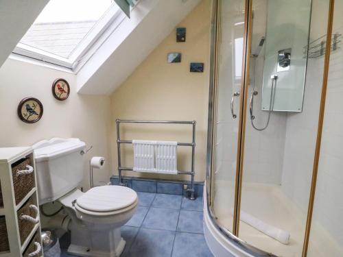 a bathroom with a toilet and a shower at Brewers House in Weymouth