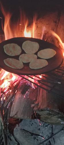 a tray of cookies cooking in an oven at ECOHUERTO in Ibarra