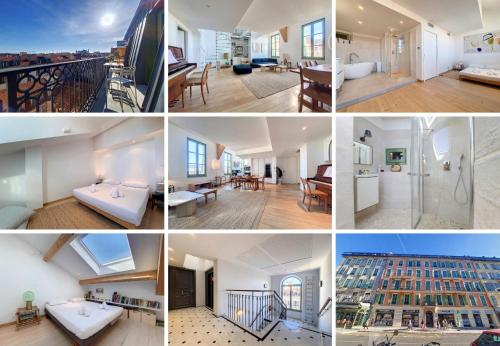 un collage de quatre photos d'un bâtiment dans l'établissement Nestor&Jeeves - NICE TO MEET YOU - Central - Top floor, à Nice