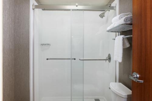 a shower with a glass door in a bathroom at SpringHill Suites by Marriott Baton Rouge North / Airport in Baton Rouge