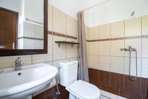 W łazience znajduje się toaleta, umywalka i prysznic. w obiekcie Pali Sea View w mieście Páloi