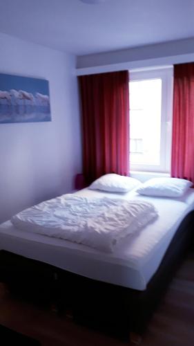 a bed in a bedroom with a window at Shamrock Oostduinkerke in Oostduinkerke