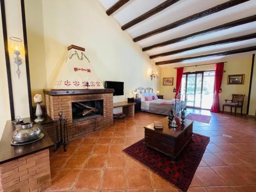 - un salon avec une cheminée et un canapé dans l'établissement Villa Inserra Deluxe, à Palerme