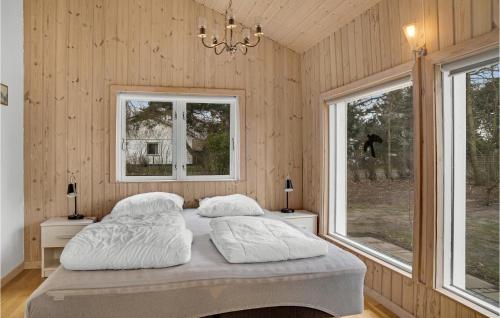 KramnitseにあるAwesome Home In Rdby With 4 Bedrooms, Sauna And Wifiのベッドルーム1室(ベッド1台、窓2つ付)