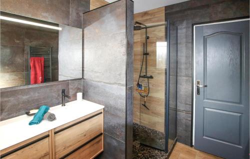 La Valla-en Gier的住宿－Stunning Home In La Valla En Gier With Wifi，一间带水槽和淋浴的浴室