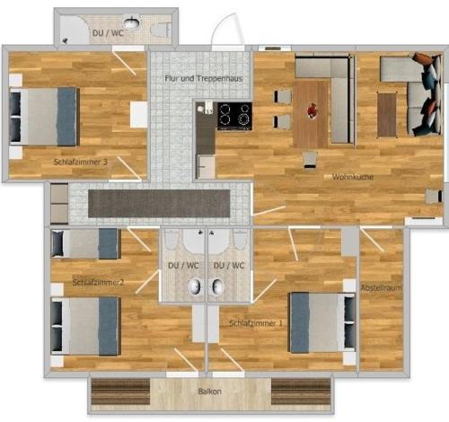 Grundriss eines kleinen Apartments mit einer Etage in der Unterkunft Haus Anita in Fendels