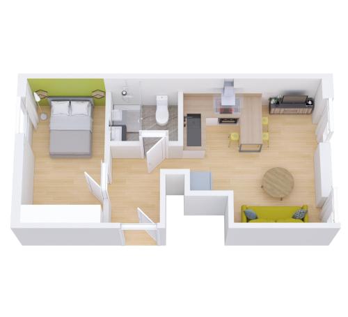 a rendering of a floor plan of a house at Brest - Le Gestin - Appartements - Lumineux - Tout Confort - Fibre Internet in Brest