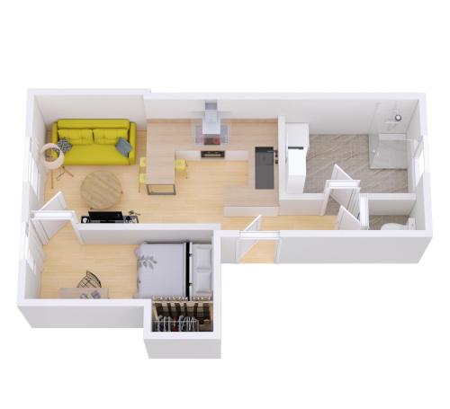 a floor plan of a small apartment at Brest - Le Gestin - Appartements - Lumineux - Tout Confort - Fibre Internet in Brest