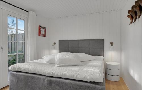 希勒勒的住宿－Stunning Home In Hillerd With Lake View，白色的卧室设有一张大床和一个窗户