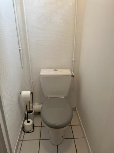 - une petite salle de bains avec toilettes dans une cabine dans l'établissement Vivez ZEN - Entre la gare et l'Hotel de ville, au Havre