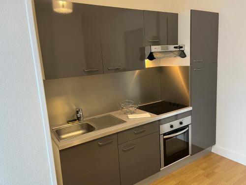 a kitchen with a sink and a stove at Vivez ZEN - Entre la gare et l'Hotel de ville in Le Havre