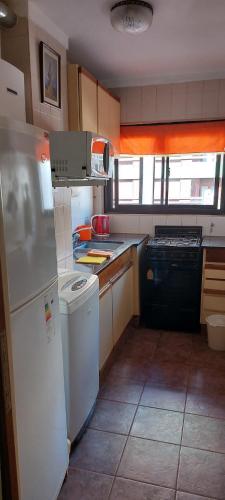 eine Küche mit einem Kühlschrank und einem Geschirrspüler in der Unterkunft Manilo House in Mar del Plata