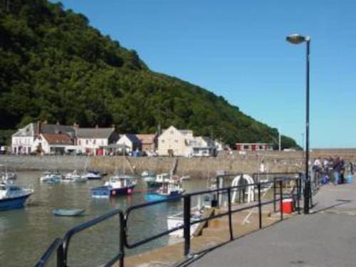 a group of boats are docked in a body of water at Minehead Forget me not Cottage in Minehead