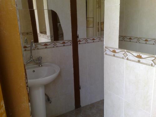 a bathroom with a sink and a mirror at Bet El Kerem Guesthouse in Aswan