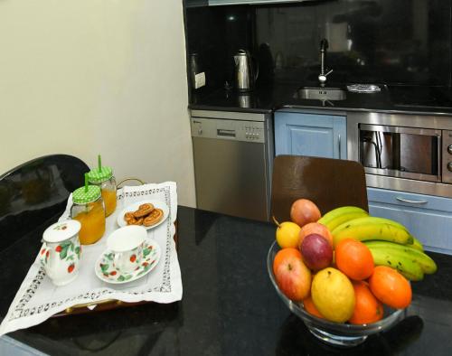 a bowl of fruit on a table in a kitchen at CASA VIVA in Santa Cruz de la Palma
